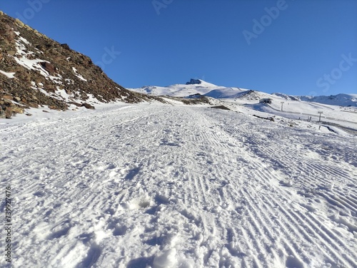 Snowy mountain in Spain, Sierra Nevada, Hoya de la Mora © Alghas
