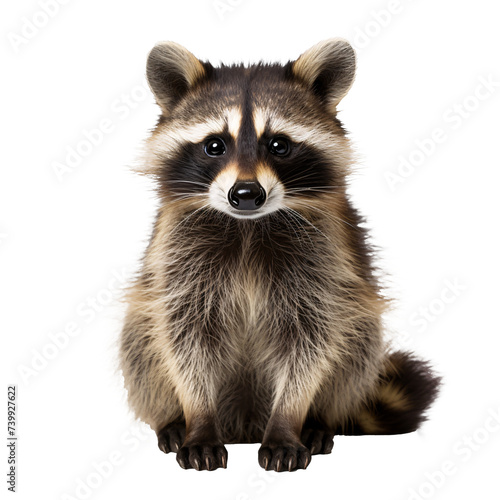 a raccoon sitting on a white surface © Vitalie