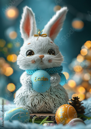 easter bunny with egg, background