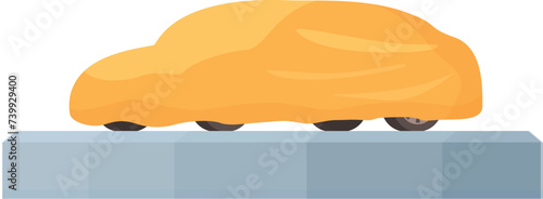 Unveil new car icon cartoon vector. City showroom location. Service station