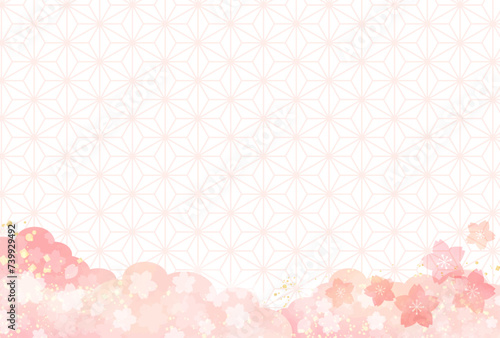 水彩風の桜　春の和柄背景