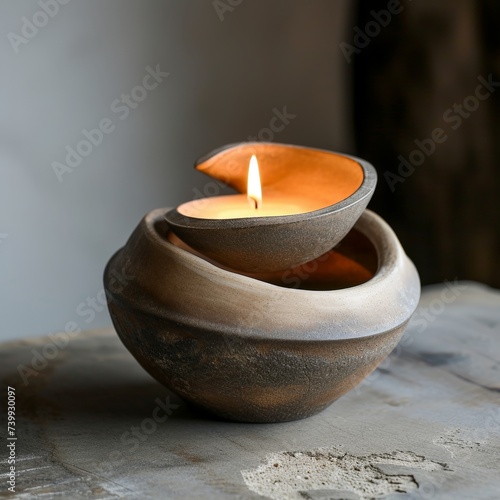 a candle in a bowl