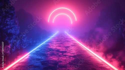 neon portal illusion. abstract background