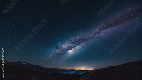 starry night sky with a milky - like galaxy in the distance