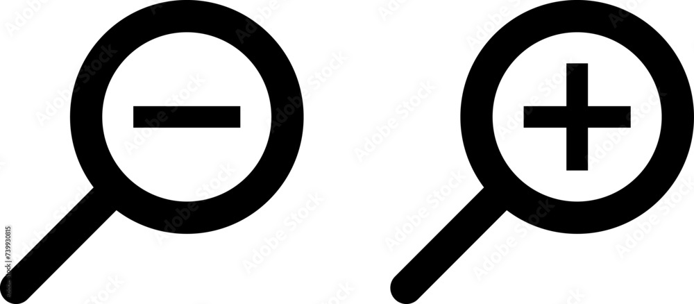 Zoom in and Zoom out icons vector Zoom in and Zoom out icons vector