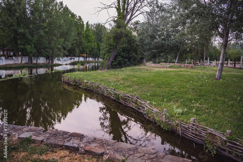 Dusk and lowlight in the garden of Serrada with stream of Sertã in lakes in stone, Sertã PORTUGAL photo