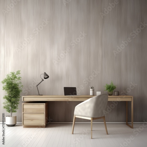 Empty mockup grey office wall with minimalistic concept design