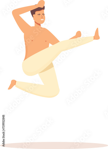 Capoeira kick jump icon cartoon vector. Culture person latin. Martial art