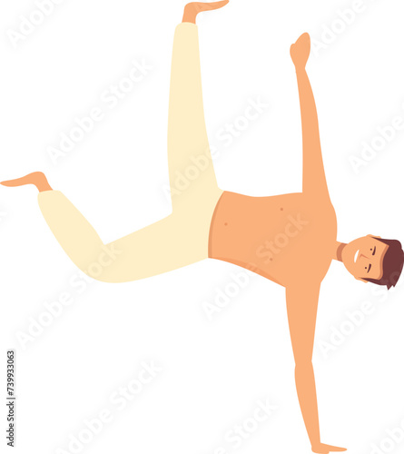 One hand exercise icon cartoon vector. Capoeira dance. Latin school