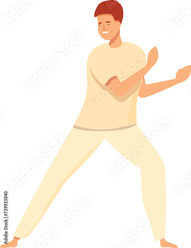 Active capoeira icon cartoon vector. Sport training. Exercise person