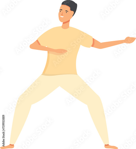 Person training icon cartoon vector. Capoeira culture. Music martial art