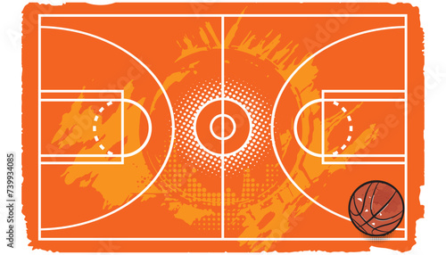 overhead basket court, Basketball pop art design- vector illustration.