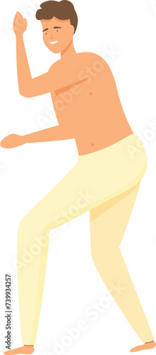 Happy move capoeira icon cartoon vector. Exercise person. Training character