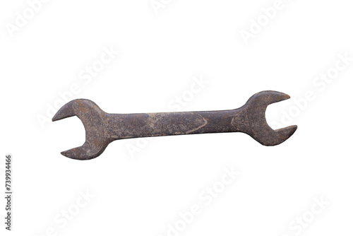 Rusty old spanner and wrench isolated on white background, tools for repair work