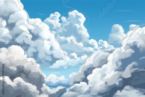 cartoon clouds in the blue sky
 created using generative AI tools