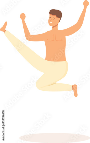 Jump kick icon cartoon vector. Capoeira brazil art. Health school training