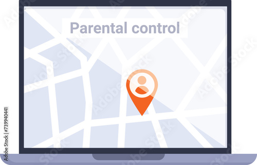 Location parental control icon cartoon vector. Online access. Security danger