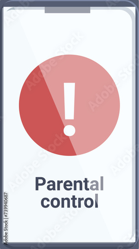 Attention parental control icon cartoon vector. Software access. Children safety