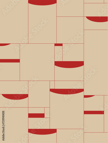 Obraz na płótnie Art deco quadristic seamless vintage pattern drawing with beige and red w salonie