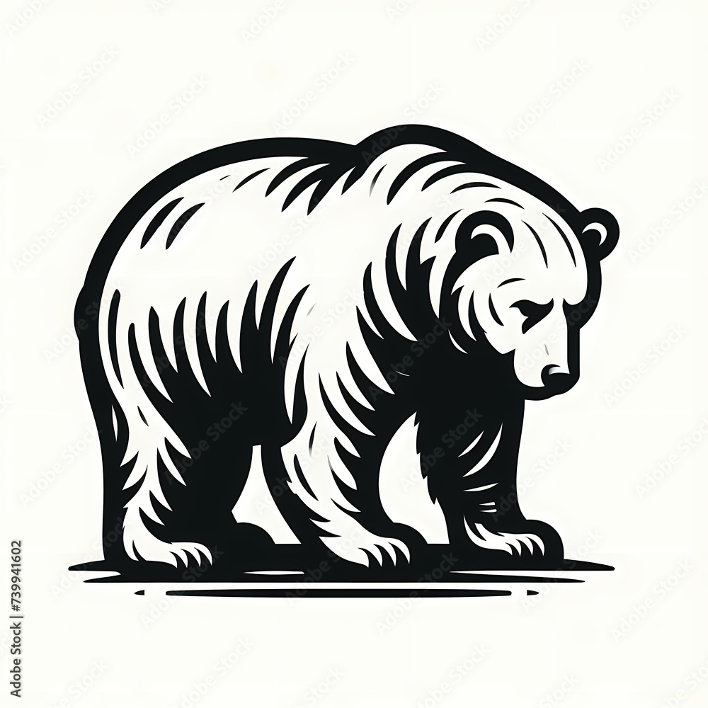 Fototapeta premium Majestic Bear Standing logo type illustration