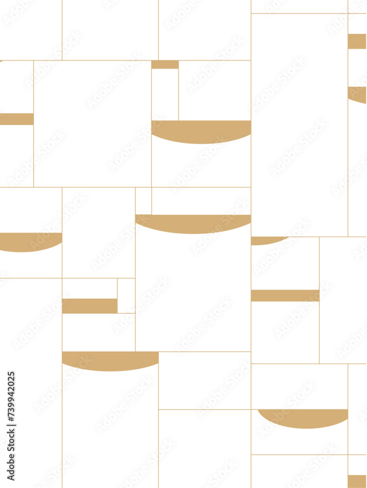 Art deco quadristic seamless vintage pattern drawing with white and beige