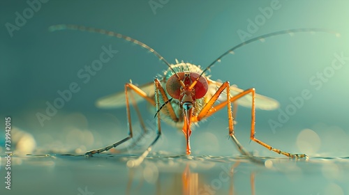 Mosquito in Aquamarine and Orange Style © vanilnilnilla