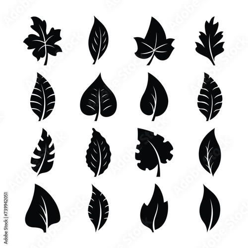 set of leaf silhouette vector 