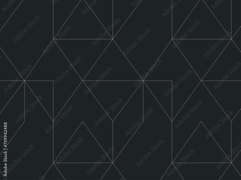 Art deco triangle seamless vintage pattern drawing on green background.