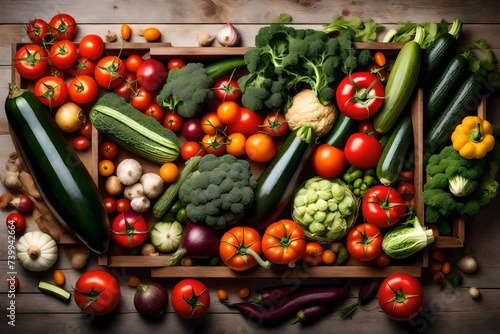vegetables on a white background  Immerse yourself in the vibrant colors of nature with a captivating scene of a crate filled with an assortment of fresh vegetables  arranged on a light background in 