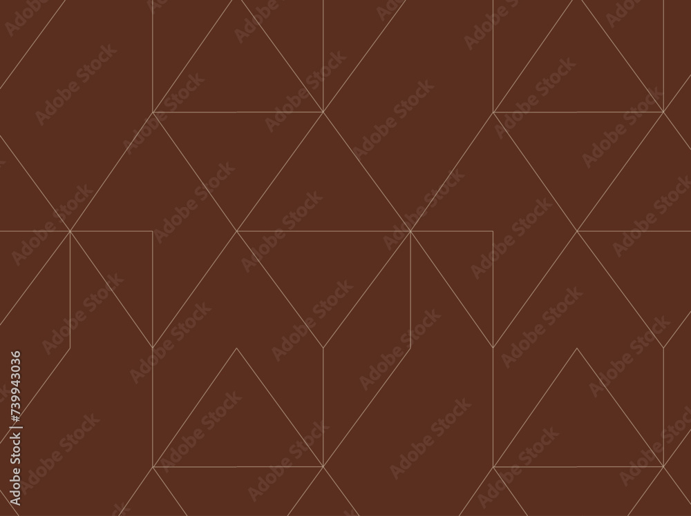 Art deco triangle seamless vintage pattern drawing on brown background.