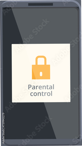 Padlock parental control icon cartoon vector. Safety social. Lesson shield