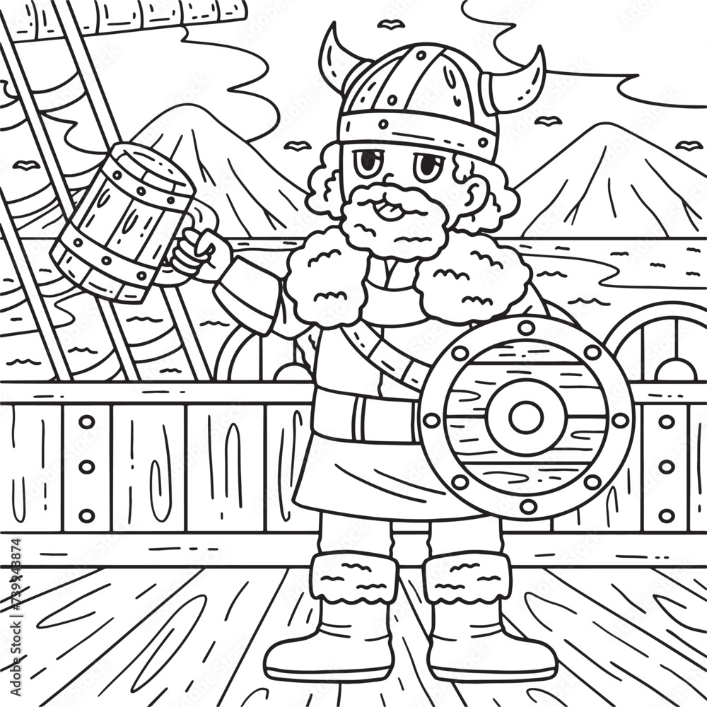 Viking Drinking Mead Coloring Page for Kids
