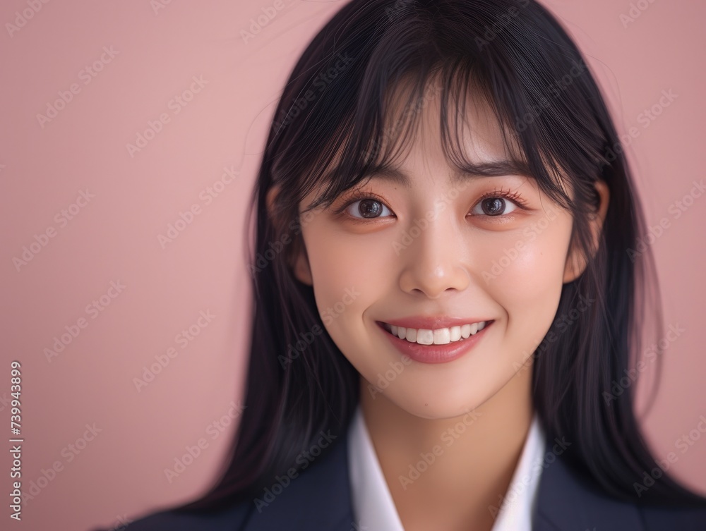 happy smiling or laughing Asian female office worker with black straight hair happy smiling or laughing Asian female office worker with black straight hair