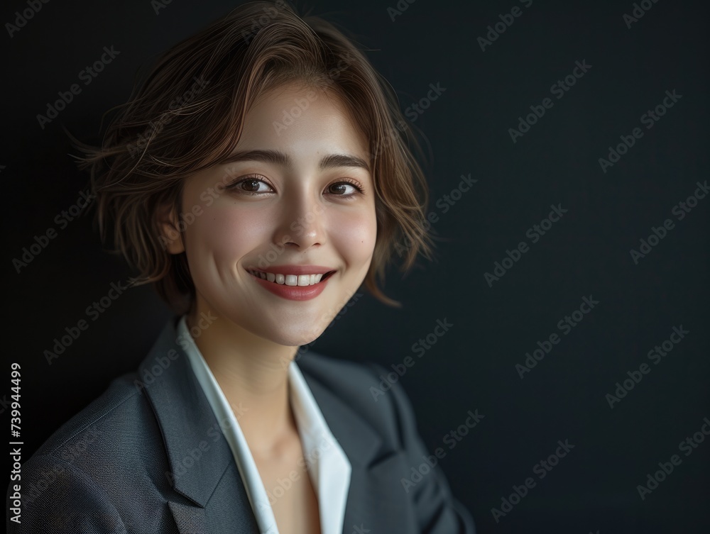 happy smiling or laughing Asian female office worker happy smiling or laughing Asian female office worker