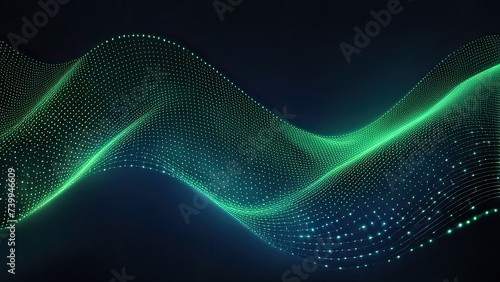 A luminous green wave dances through the cosmic darkness, captivating and futuristic