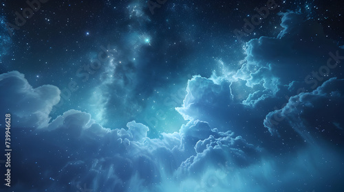 A painting of clouds and stars in the sky   Futuristic dynamic background with swirling digital wave particle abstract