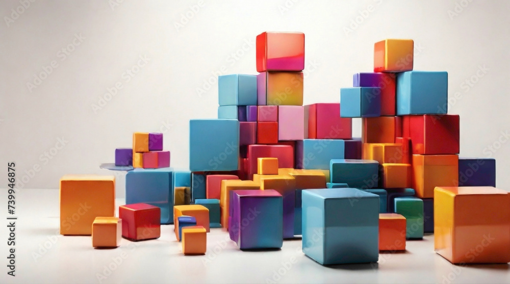 transparent pink blue and green background with white background small colorful cubic structure transparent pink blue and green background with white background small colorful cubic structure