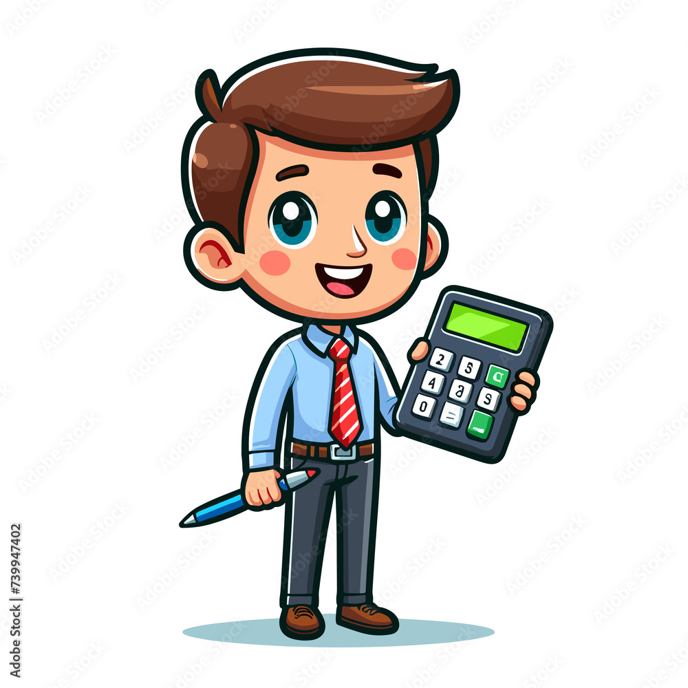 Cartoon character accountant, flat colors Cartoon character accountant, flat colors
