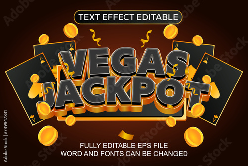 Photography 3D TEXT EFFECT VEGAS JACKPOT VECTOR EDITABLE