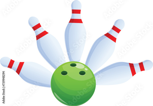Activity win skittles icon cartoon vector. Hot pin strike. Bowling sport