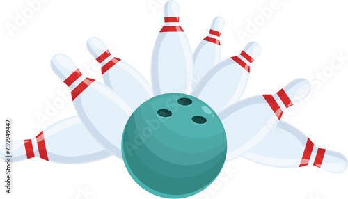 Ball hit skittles icon cartoon vector. Team ball target. Shape element
