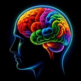 Color-Coded Human Brain Illustration within Head Silhouette