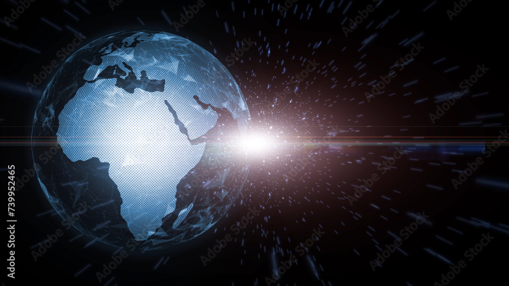 Fototapeta premium Earth planet in artistic cyberspace space illustration background