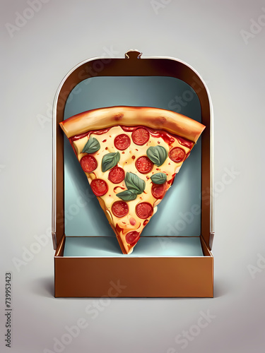 Just 1 slice of pizza, very delicious, cartoon art style, type 42 photo