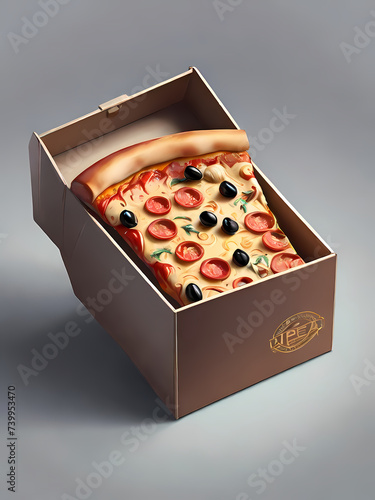 Just 1 slice of pizza, very delicious, cartoon art style, type 29 photo