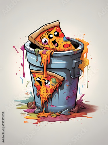 Just 1 slice of pizza, very delicious, cartoon art style, type 19 photo