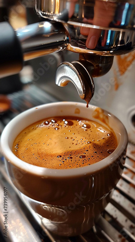 Detail of a baristas hand tamping espresso precision in every cup photo