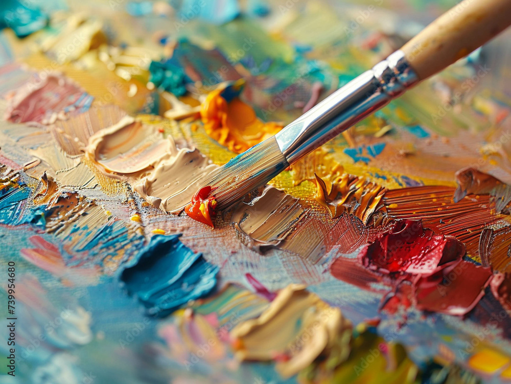 Macro of a painters palette blending colors and emotions Macro of a painters palette blending colors and emotions