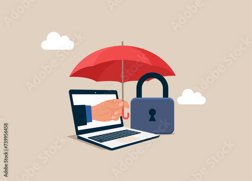 The data is securely protected. Flat modern vector illustration