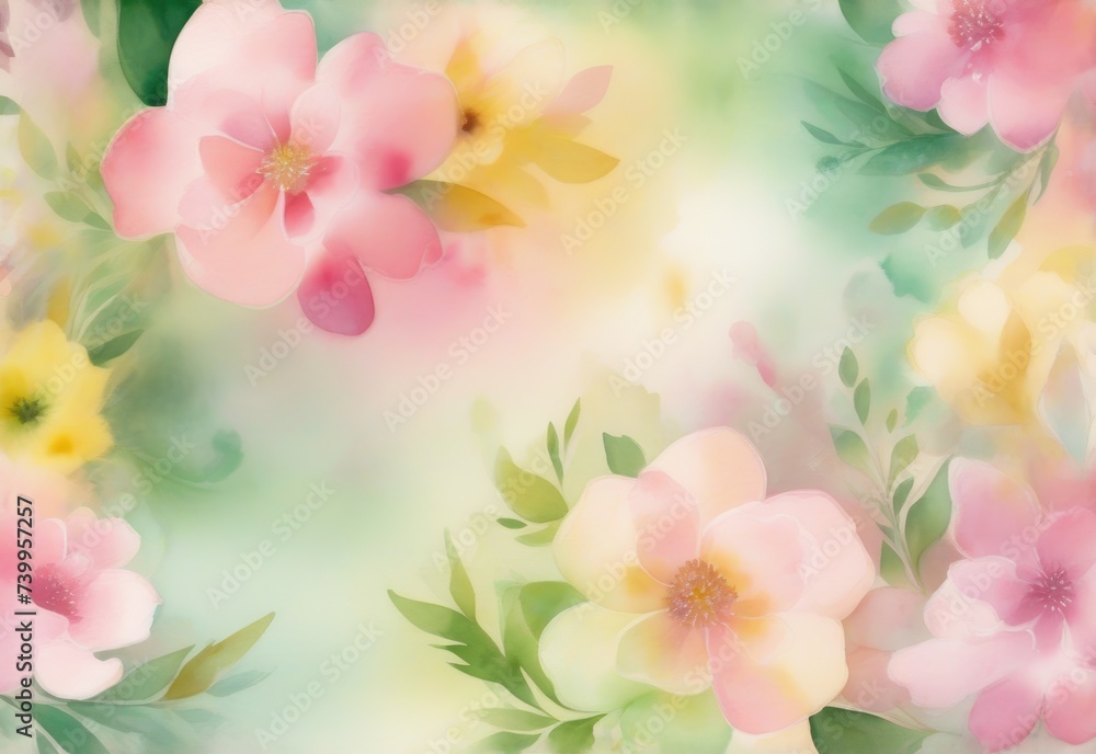 Ethereal Watercolor Splash with Floral Accents